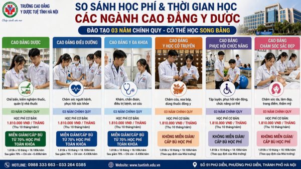 So sánh Học phí & Thời gian đào tạo của các ngành Y Dược hiện nay